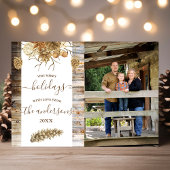 カントリー素朴ウッドピネコーンホリデーフォトカード 招待状