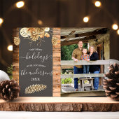 カントリー素朴ウッドピネコーンホリデーフォトカード 招待状