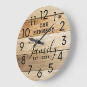 カントリー素朴ウッドファミリーネームファームハウス ラージ壁時計 (傾斜)
