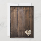 カントリー素朴ウッドフラワーハートブライダルシャワー 招待状 (裏面)