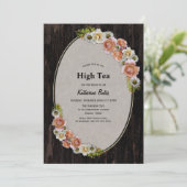 カントリー素朴ウッドフローラハイティーブライダルシャワー 招待状 (スタンド正面)