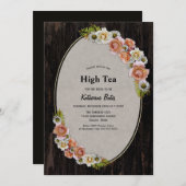 カントリー素朴ウッドフローラハイティーブライダルシャワー 招待状 (正面/裏面)