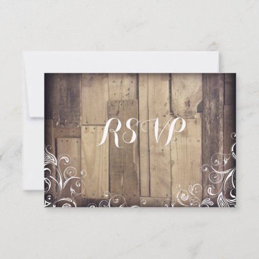 カントリー素朴ウッドフローリッシュウェディングRSVPカード 出欠カード (裏面)