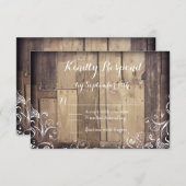 カントリー素朴ウッドフローリッシュウェディングRSVPカード 出欠カード (正面/裏面)