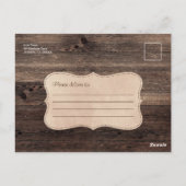 カントリー素朴ウッドブライダルシャワーへの招待 ポストカード (裏面)