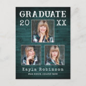 カントリー素朴ウッドプリント3写真卒業 ポストカード (正面)