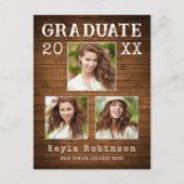 カントリー素朴ウッドプリント3写真卒業 ポストカード (正面)