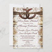 カントリー素朴ウッドホースシュー結婚式招待状 招待状 (正面)