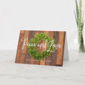 カントリー素朴ウッドボタニカルリースクリスマス シーズンカード (正面)