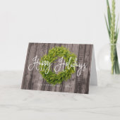 カントリー素朴ウッドボタニカルリースクリスマス シーズンカード (正面)