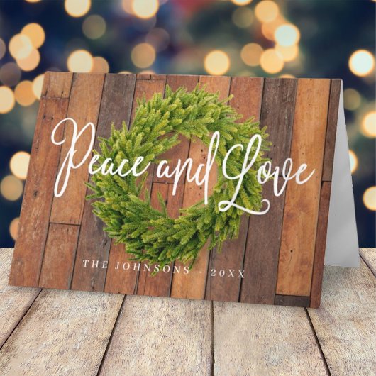 カントリー素朴ウッドボタニカルリースクリスマス シーズンカード