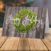 カントリー素朴ウッドボタニカルリースクリスマス シーズンカード