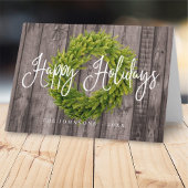 カントリー素朴ウッドボタニカルリースクリスマス シーズンカード