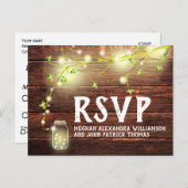 カントリー素朴ウッドメイソンJARストリングライトRSVP ポストカード (正面/裏面)
