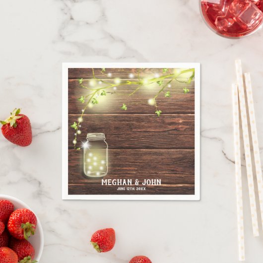 カントリー素朴ウッドメイソンjar文字列ライトツリー スタンダードカクテルナプキン (インサイチュ)