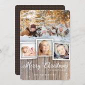 カントリー素朴ウッドメリークリスマスフォトカード シーズンカード (正面/裏面)