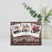 カントリー素朴ウッドメリークリスマス3写真 シーズンポストカード (スタンド正面)