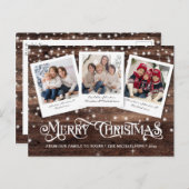 カントリー素朴ウッドメリークリスマス3写真 シーズンポストカード (正面/裏面)