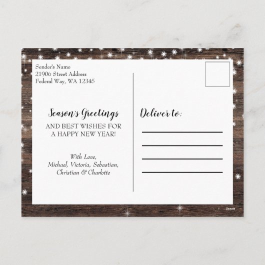 カントリー素朴ウッドメリークリスマス3写真 シーズンポストカード (裏面)