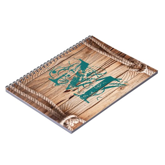 カントリー素朴ウッドモノグラムイニシャルノート ノートブック (左側)