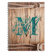 カントリー素朴ウッドモノグラムイニシャルノート ノートブック (正面)