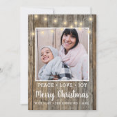 カントリー素朴ウッドライトフォトメリークリスマス シーズンカード (正面)