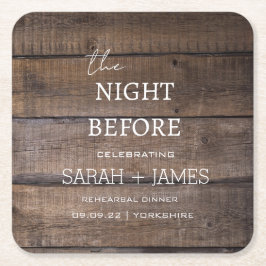 カントリー素朴ウッドリハーサルディナ結婚ーズ スクエアペーパーコースター