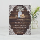 カントリー素朴ウッドリングや輪ボックスベビーズブッ結婚ブズ 招待状 (スタンド正面)