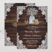 カントリー素朴ウッドリングや輪ボックスベビーズブッ結婚ブズ 招待状 (正面/裏面)