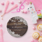 カントリー素朴ウッドレースのストリングライト結婚ズ ペーパープレート (パーティー)