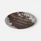 カントリー素朴ウッドレースのストリングライト結婚ズ ペーパープレート (アングル)