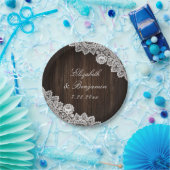 カントリー素朴ウッドレースのストリングライト結婚ズ ペーパープレート (パーティー)