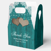 カントリー素朴ウッドレースティール（緑がかった色）結婚ズサンキュー フェイバーボックス (オープン)