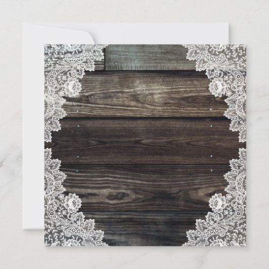 カントリー素朴ウッドレースバーラップハートズ結婚 招待状 (裏面)