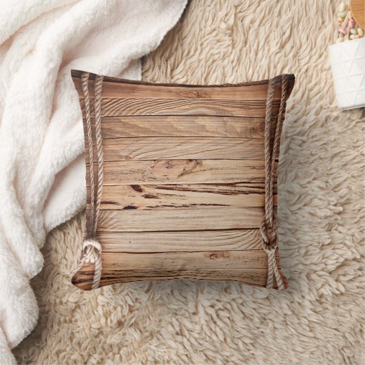 カントリー素朴ウッドロープノーティック投げソファ枕 クッション (ブランケット)