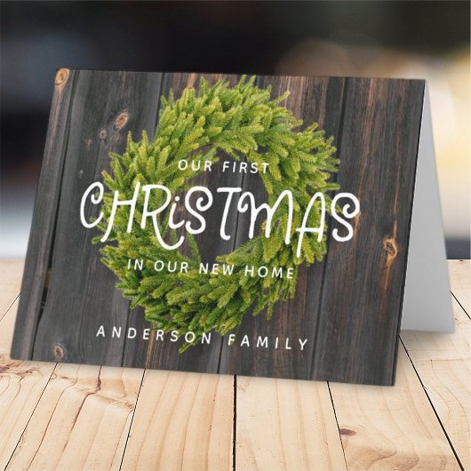 カントリー素朴ウッド初めてのクリスマスニューホーム シーズンカード