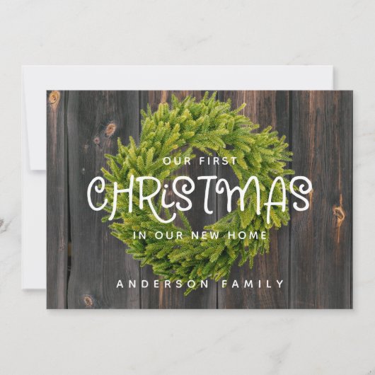 カントリー素朴ウッド初めてのクリスマスニューホーム シーズンカード (正面)