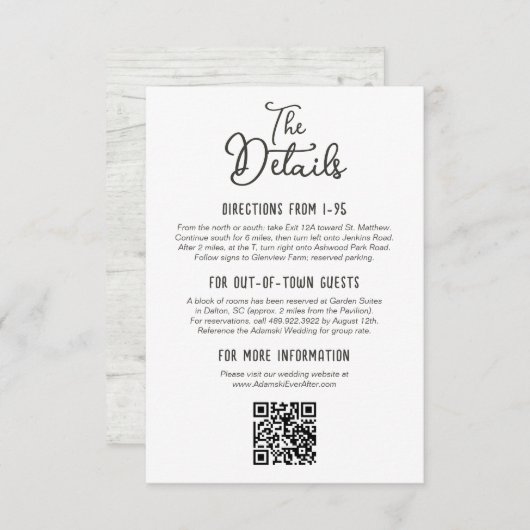 カントリー素朴ウッド秋ファームズ結婚詳細 エンクロージャーカード (正面/裏面)