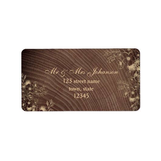 カントリー素朴ウッド結婚ズ差出人住所 ラベル (正面)