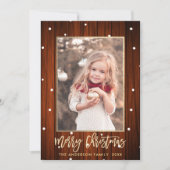 カントリー素朴ウッド金ゴールドメリークリスマスフォト シーズンカード (正面)