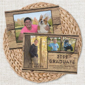 カントリー素朴ウッド4写真卒業 案内状