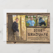 カントリー素朴ウッド4写真卒業 案内状 (正面)