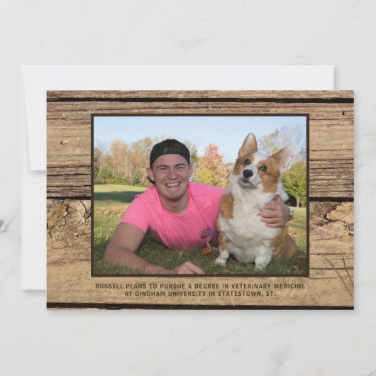 カントリー素朴ウッド4写真卒業 案内状 (裏面)