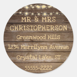 カントリー素朴ウッド&ストリングライト差出人住所 ラウンドシール