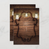 カントリー素朴ウッド&ライトメイスンジャーステーブル 招待状 (正面/裏面)