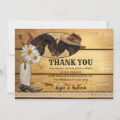 カントリー素朴ウマ結婚の写真サンキューカード 招待状 (正面)