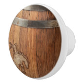 カントリー素朴カウボーイウェスタンロデオ木製バレル セラミックノブ (右)