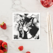 カントリー素朴カウボーイクール炭スケッチ スタンダードカクテルナプキン (インサイチュ)