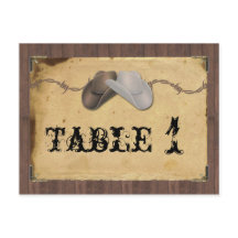 カントリー素朴カウボーイハットのバーベッドテーブル番号