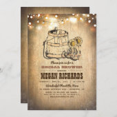 カントリー素朴カウボーイブーツブライダルシャワー 招待状 (正面/裏面)